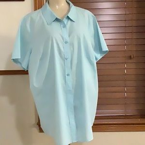Ladies light blue button down cotton